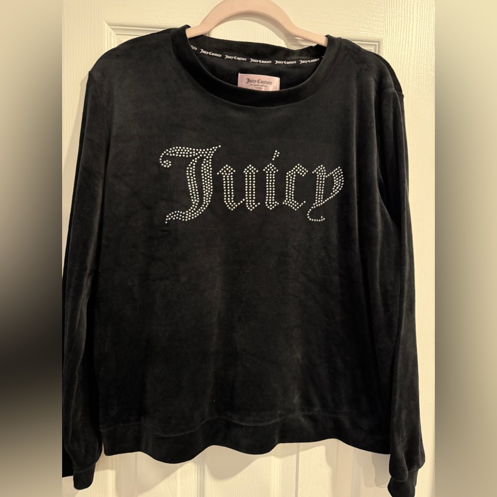 Juicy Couture Black Rhinestone Logo Lounge Top and Joggers